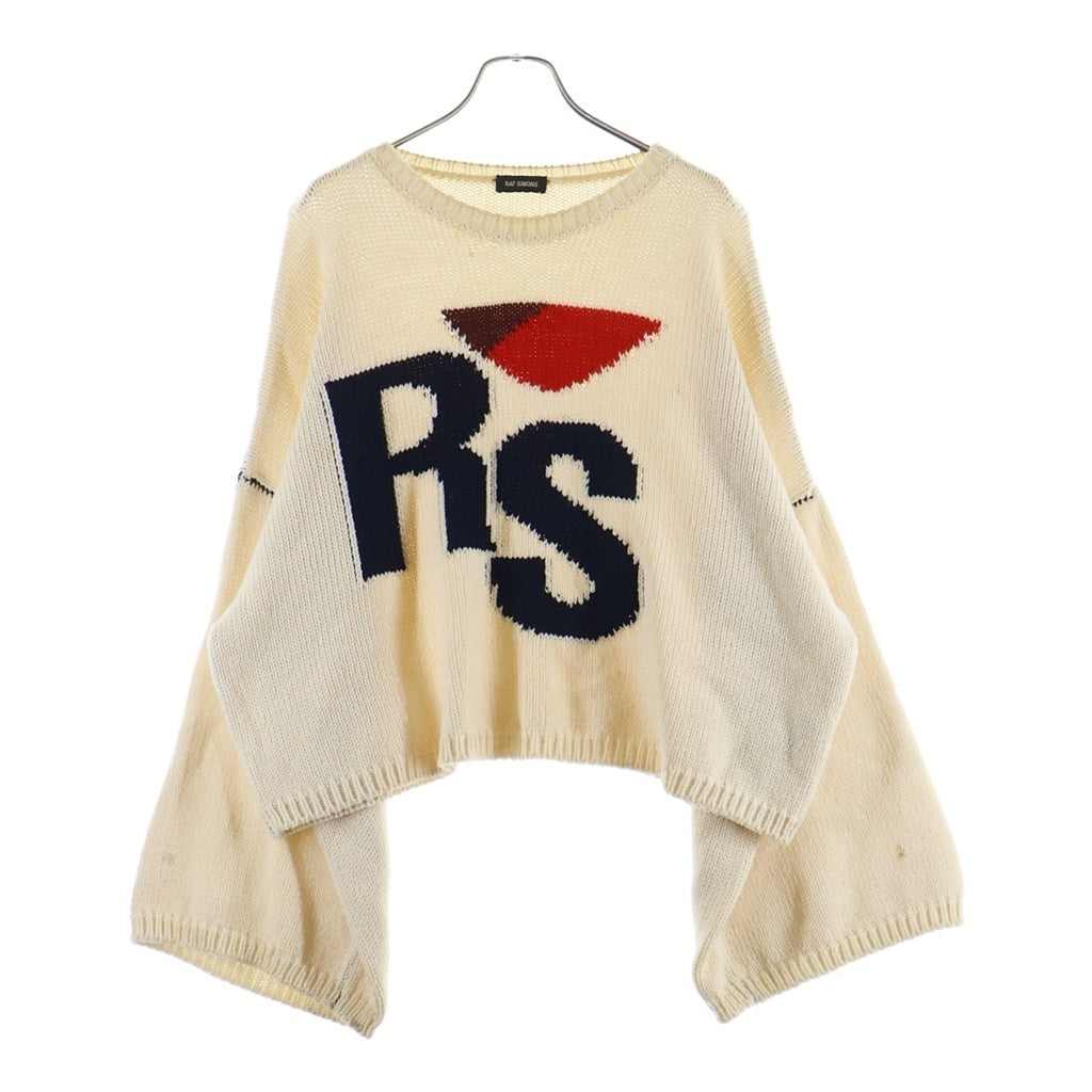 RAF SIMONS(ラフシモンズ) Oversized Intarsia Pull オーバーサイズ RSロゴ クルーネックプルオーバーニットセーター ベージュ
