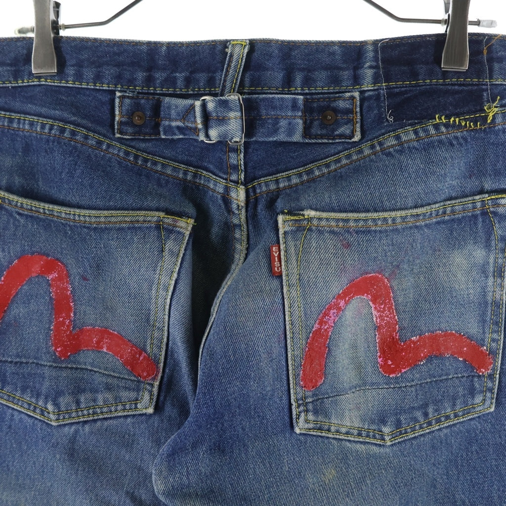 EVISU(エビス) 00s Denim Pants ボタンフライ デニムパンツ ペイント インディゴ
