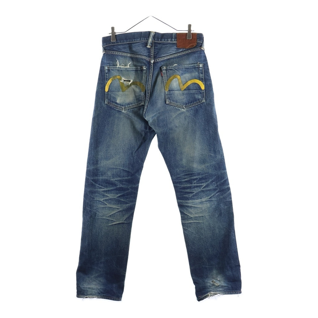 EVISU(エビス) 00s No.2 2000 Denim Pants ボタンフライ デニムパンツ ペイント インディゴ