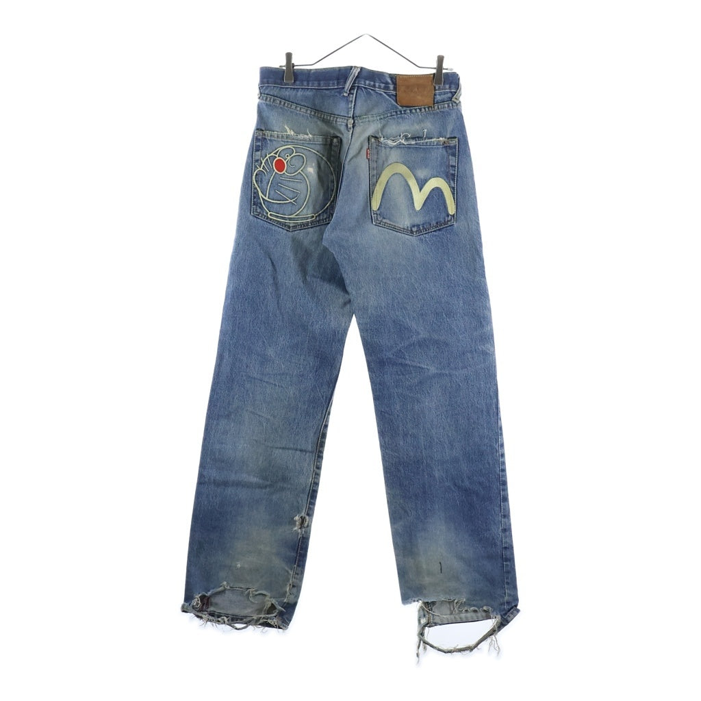 EVISU(エビス) 00s 2005 Denim Pants Doraemon's Bell ドラえもん ボタンフライ デニムパンツ ペイント インディゴ
