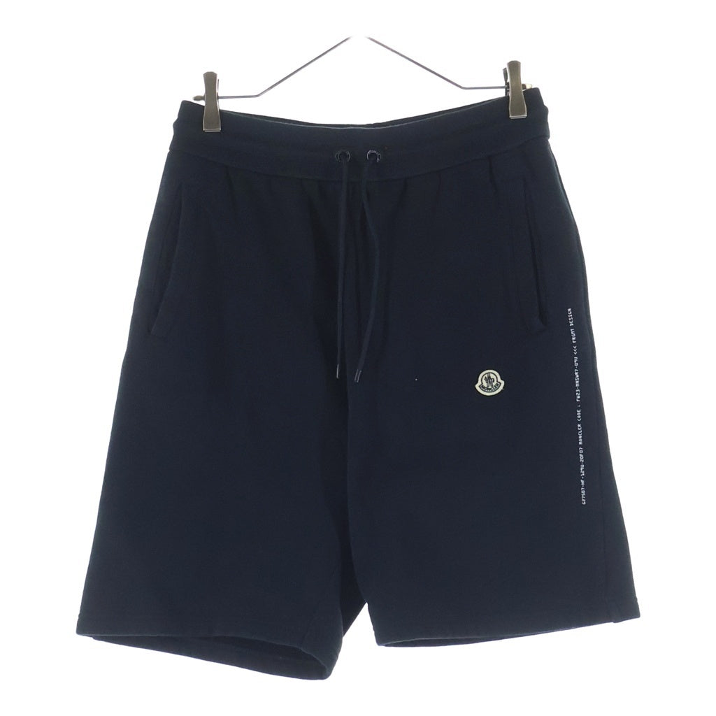 MONCLER GENIUS(モンクレール ジーニアス) ×FRAGMENT HIROSHI FUJIWARA SHORT PANT フラグメントデザイン 藤原ヒロシ ロゴワッペン スウェットハーフパンツ ブラック I209U8H00003