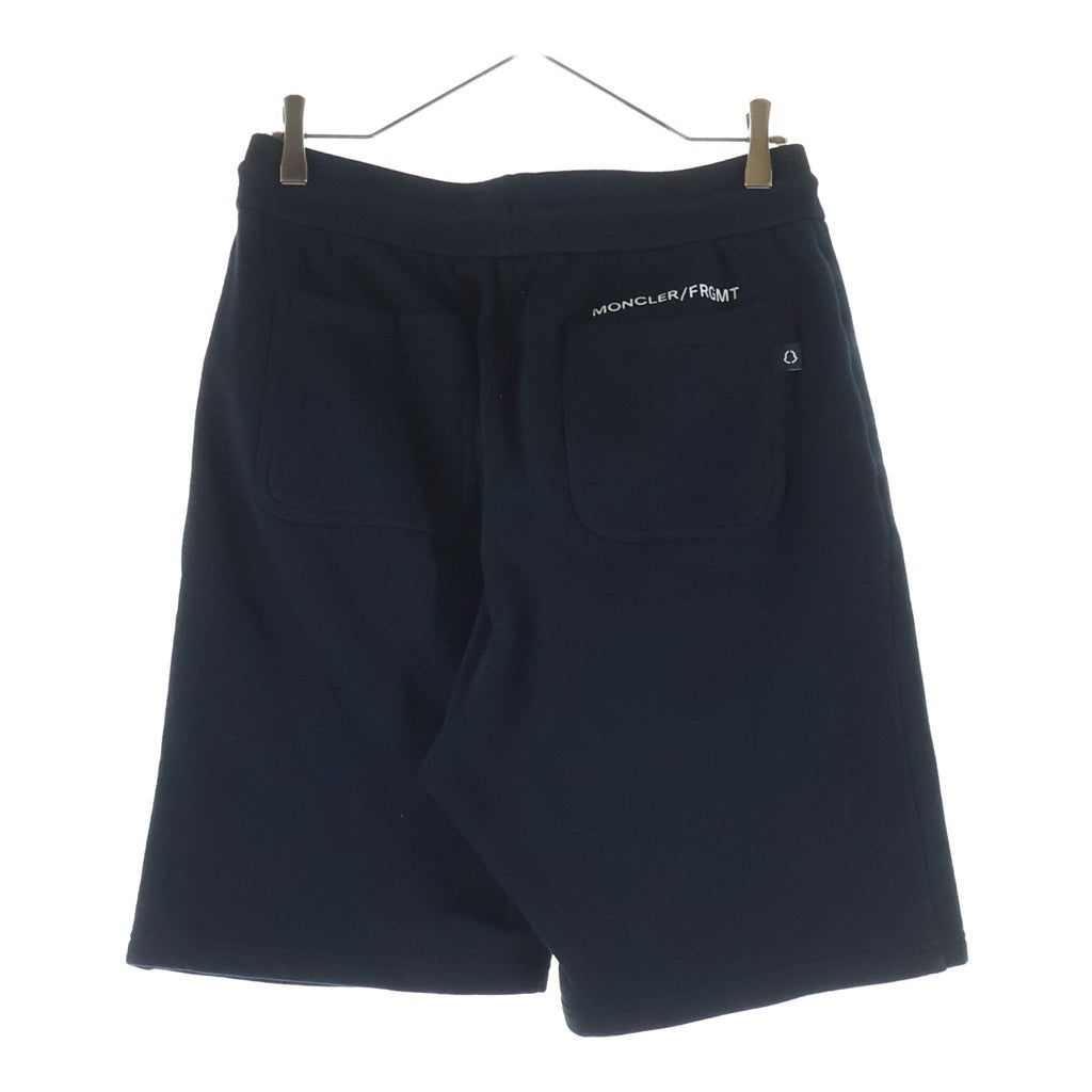 MONCLER GENIUS(モンクレール ジーニアス) ×FRAGMENT HIROSHI FUJIWARA SHORT PANT フラグメントデザイン 藤原ヒロシ ロゴワッペン スウェットハーフパンツ ブラック I209U8H00003
