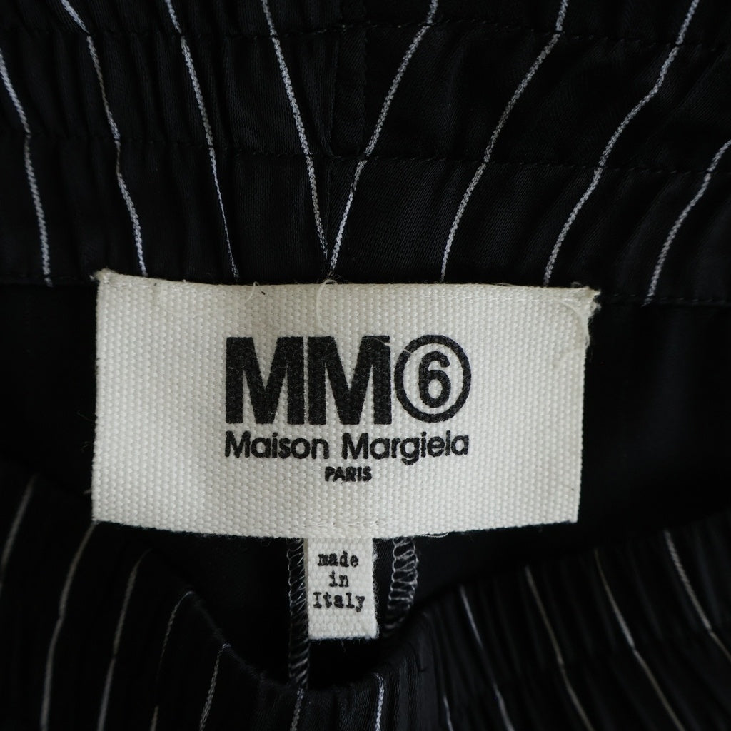 MM6 Maison Margiela(エムエムシックスメゾンマルジェラ) 22AW Straight Wide Pants ストライプ レーヨンワイドパンツ イージーパンツ ブラック レディース S62KB0144