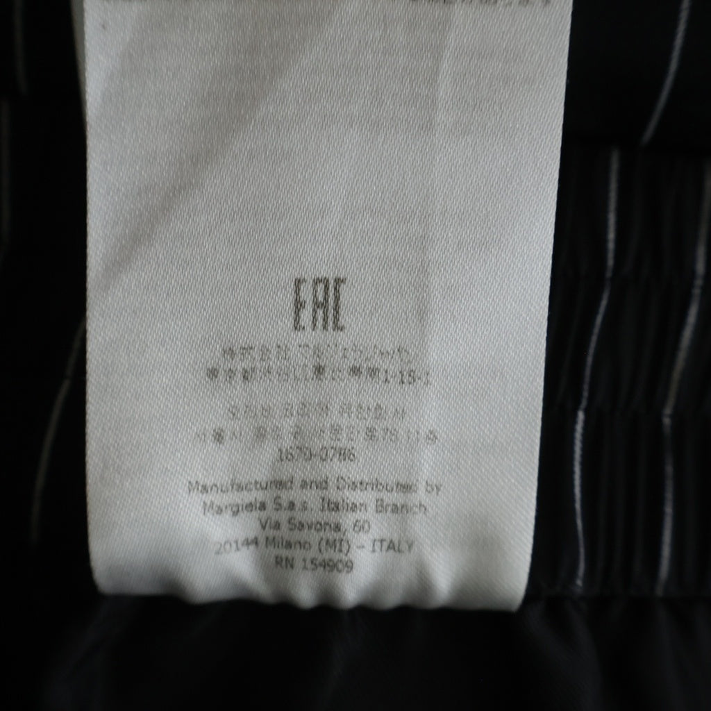 MM6 Maison Margiela(エムエムシックスメゾンマルジェラ) 22AW Straight Wide Pants ストライプ レーヨンワイドパンツ イージーパンツ ブラック レディース S62KB0144