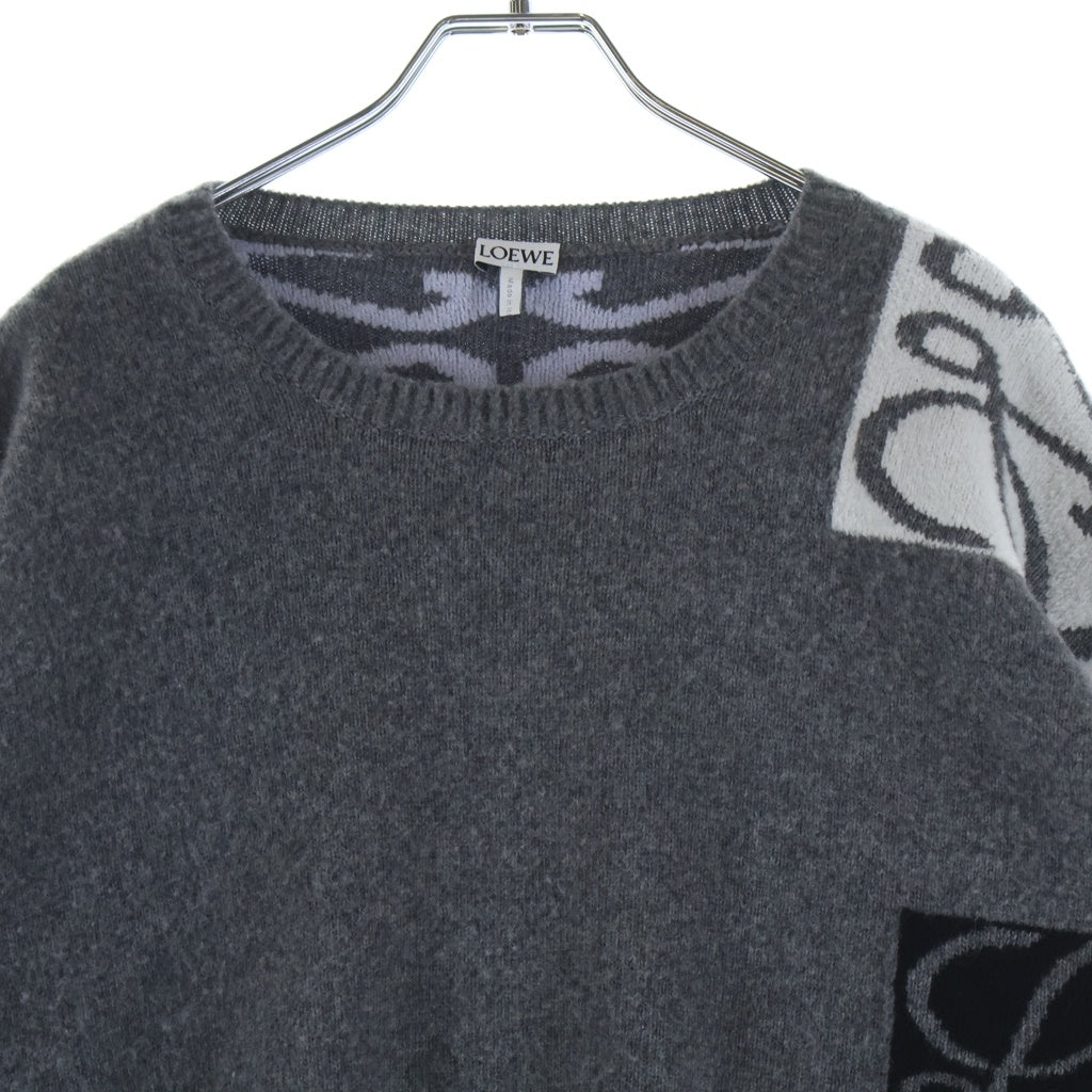 LOEWE(ロエベ) Anagram Jacquard Wool Knit Sweater アナグラム ジャガード クルーネックウールニットセーター グレー レディース S359Y14KCY