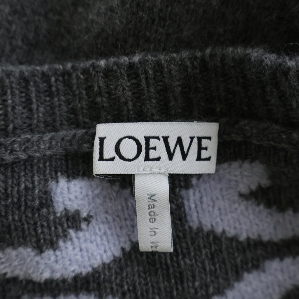 LOEWE(ロエベ) Anagram Jacquard Wool Knit Sweater アナグラム ジャガード クルーネックウールニットセーター グレー レディース S359Y14KCY
