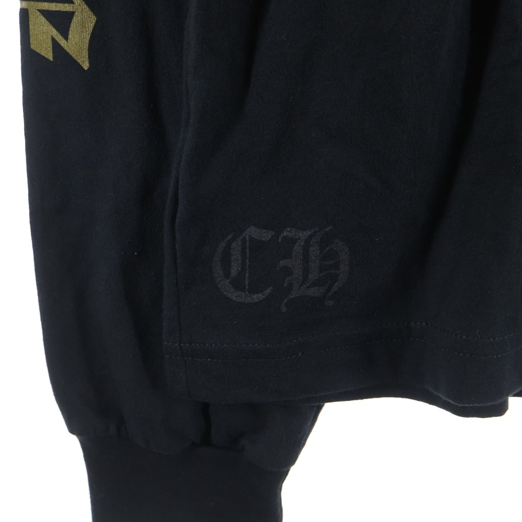 CHROME HEARTS(クロムハーツ) CH L/S 1 ネックロゴプリント ロングスリーブ 長袖Tシャツ カットソー ブラック/ブラウン