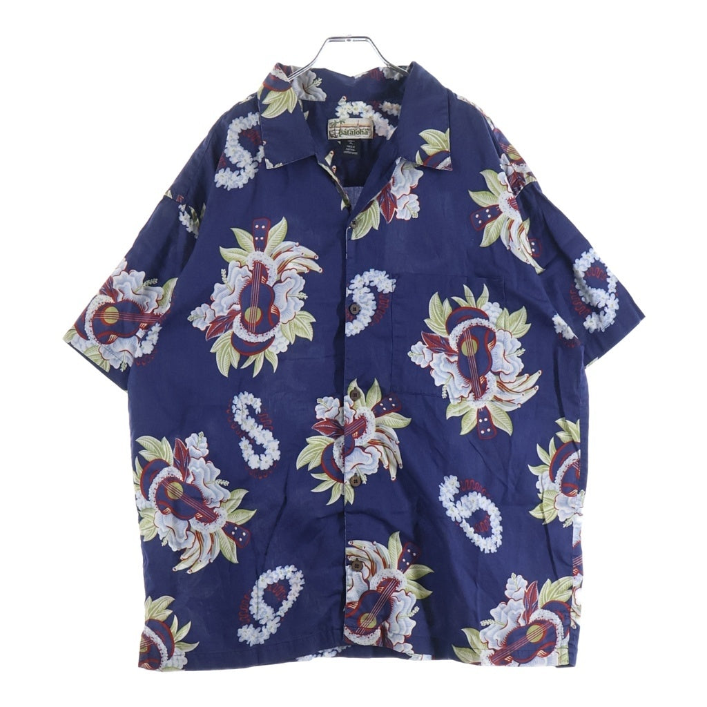 pataloha(パタロハ) Aloha Shirt ウクレレ柄 アロハシャツ 半袖シャツ ネイビー
