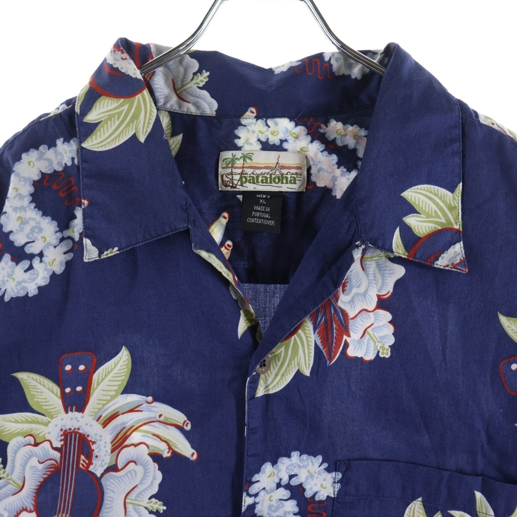 pataloha(パタロハ) Aloha Shirt ウクレレ柄 アロハシャツ 半袖シャツ ネイビー