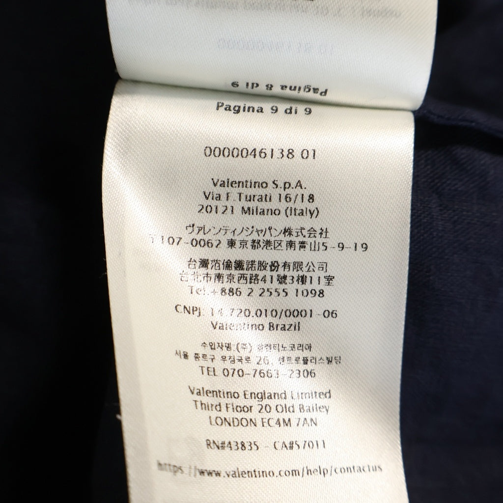 VALENTINO(ヴァレンティノ) LINEN HALF BUTTON SS SHIRT 金ボタン リネン ハーフボタン半袖シャツ ネイビー 7V3AAF25AT7