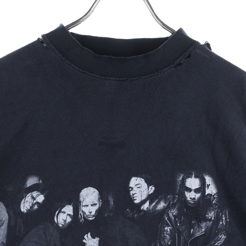 BALENCIAGA(バレンシアガ) 24AW Metal Heads T-Shirt ダメージ加工 半袖Tシャツ ブラック 787349 TRVY7