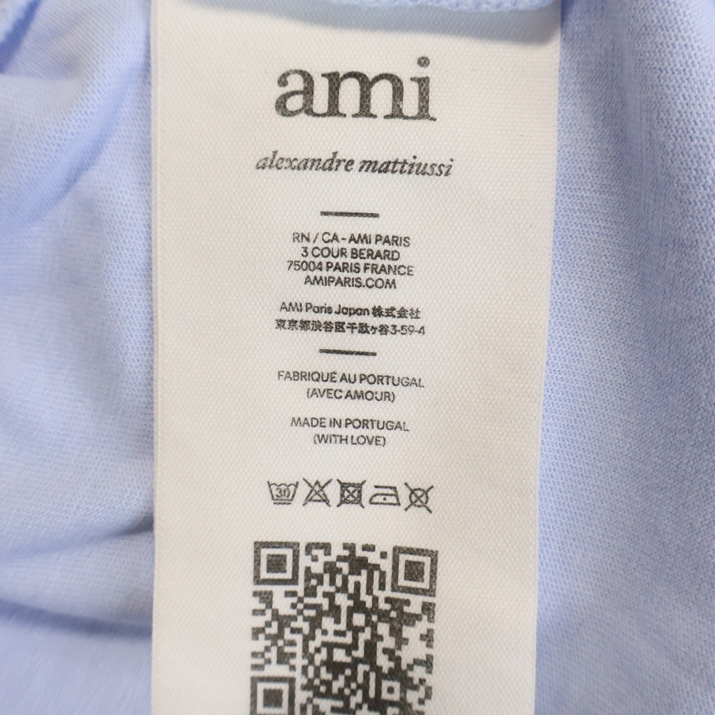 AMI Alexandre Mattiussi(アミアレクサンドルマテュッシ) T-Shirt ハートロゴ刺繍 半袖Tシャツ ブルー UTS004.726