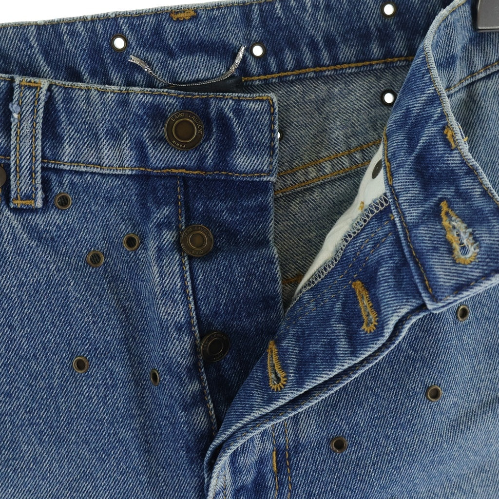 SAINT LAURENT PARIS(サンローランパリ) Studded Denim Short スタッズデニムショーツ ハーフパンツ インディゴ 606814 YL870