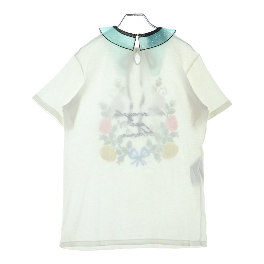 GUCCI(グッチ) Floral Blouse スパンコールリボン 半袖Tシャツ ブラウス レディース ホワイト 425066 X5A02