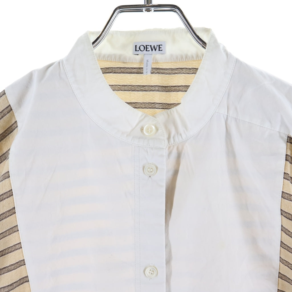 LOEWE(ロエベ) Stripe Shirt スタンドカラー ボーダー長袖シャツ ベージュ S2299320AK レディース