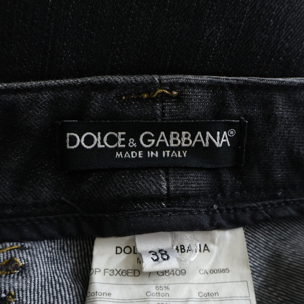 DOLCE & GABBANA(ドルチェアンドガッバーナ) Denim Pants ジップフライ デニムスキニーパンツ ブラック レディース F3X6ED G8409