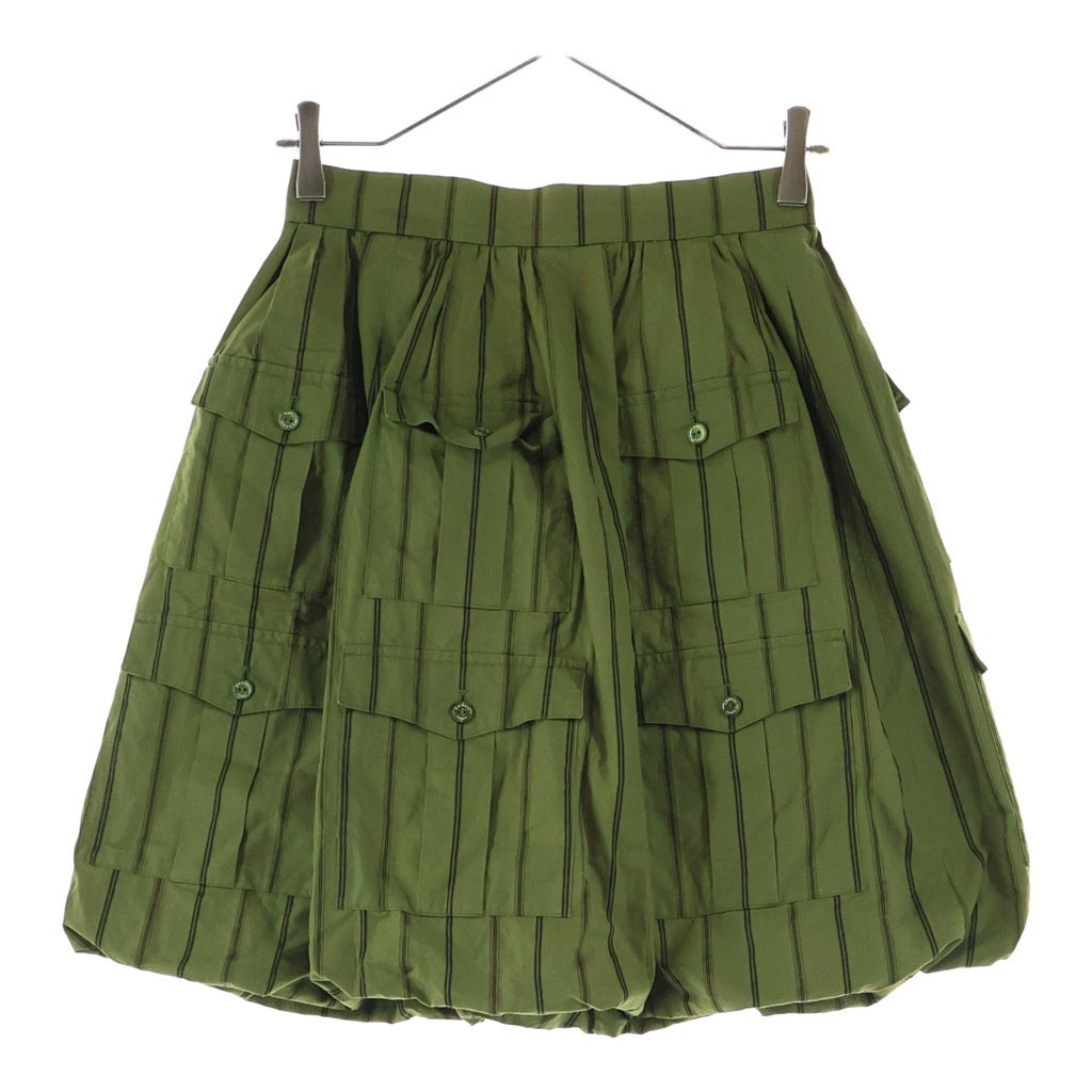CHANEL(シャネル) Stripe Skirt シルク ストライプスカート カーキ レディース P32255V18463