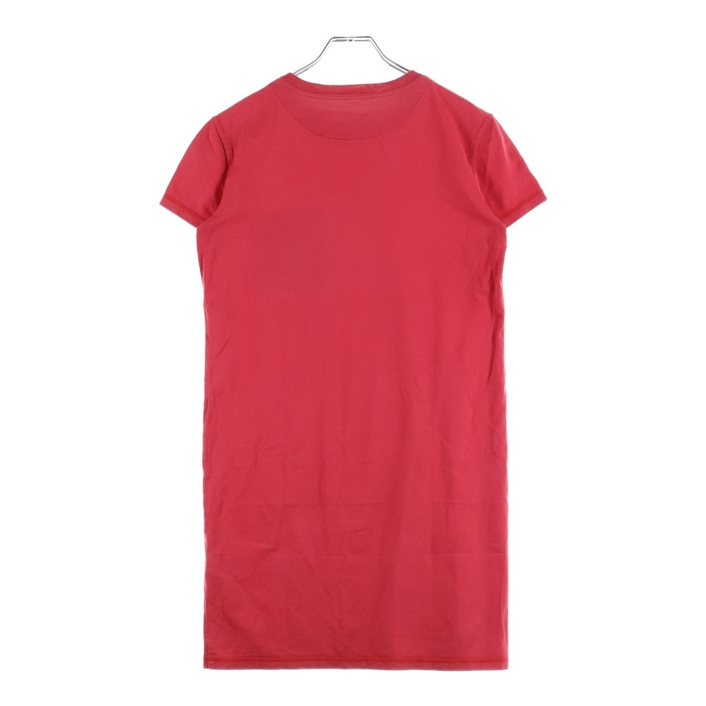 HERMES(エルメス) T-Shirt クロシェット ロゴ刺繍 半袖Tシャツ ワンピース ドレス レッド レディース