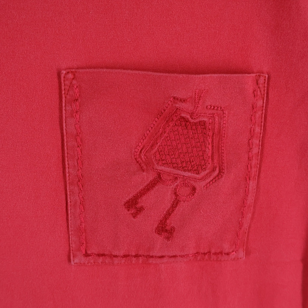 HERMES(エルメス) T-Shirt クロシェット ロゴ刺繍 半袖Tシャツ ワンピース ドレス レッド レディース