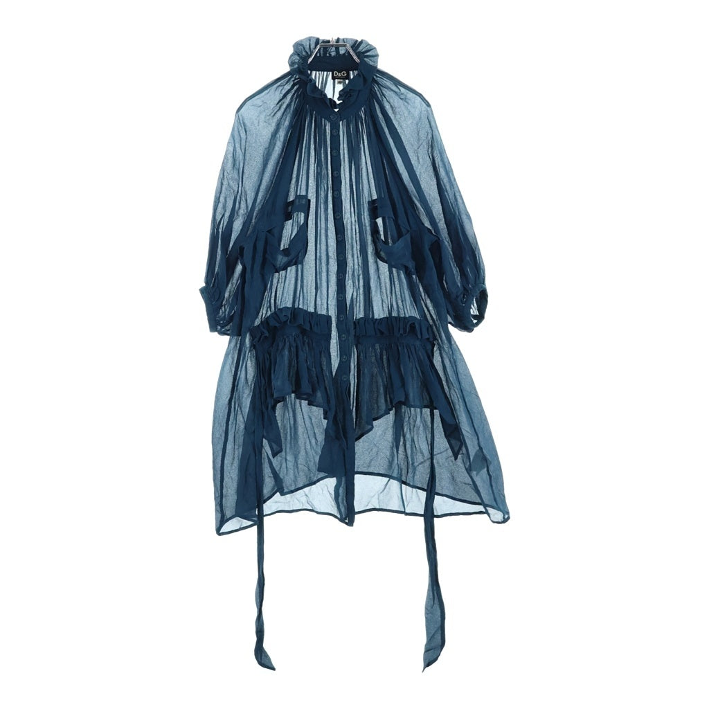 DOLCE & GABBANA(ドルチェアンドガッバーナ) Frill Dress シフォン シルク フリルワンピース ドレス ブルー レディース SN0293