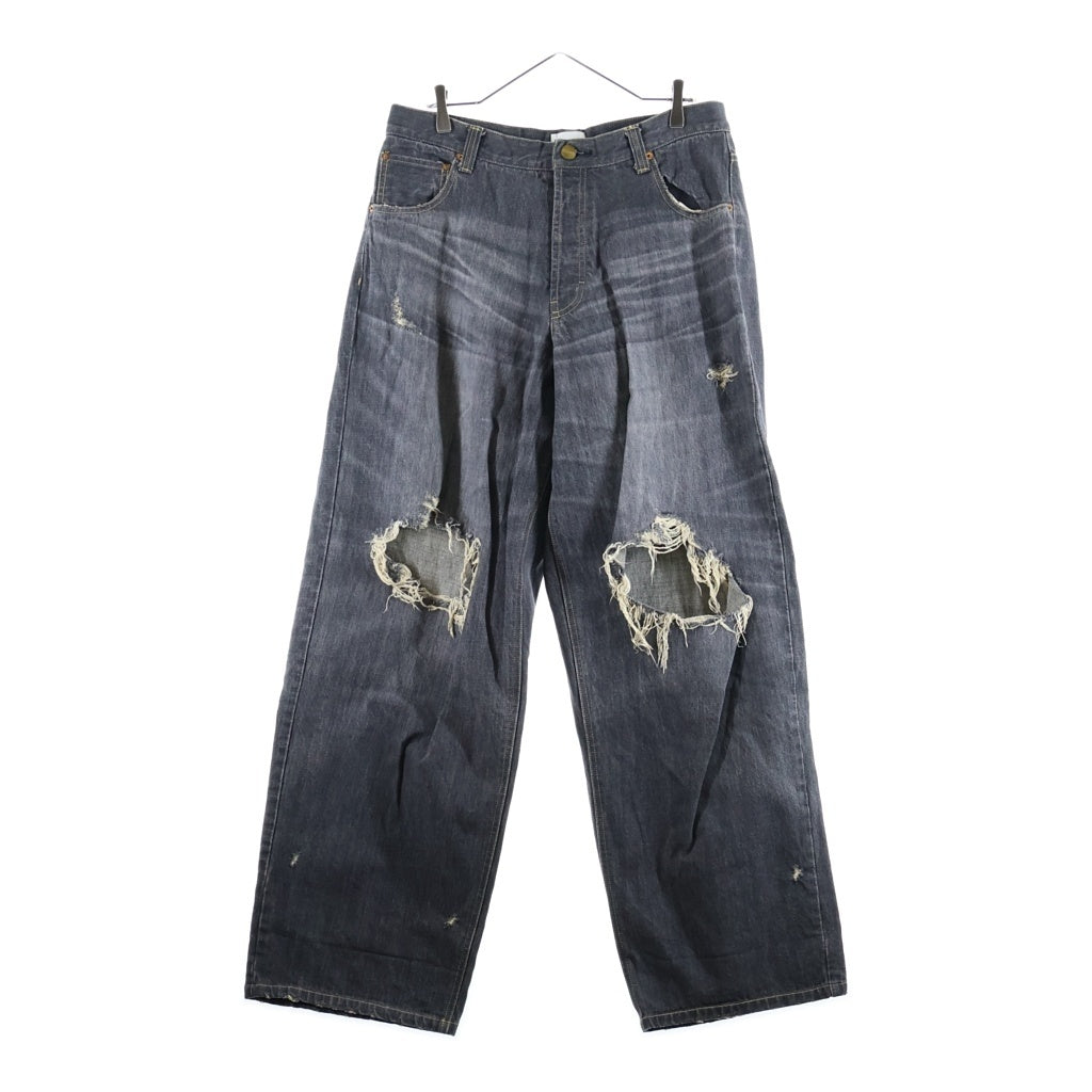 KAMIYA(カミヤ) Denim Wide Pants G14PT036 ダメージ加工 デニムワイド パンツ ブラック