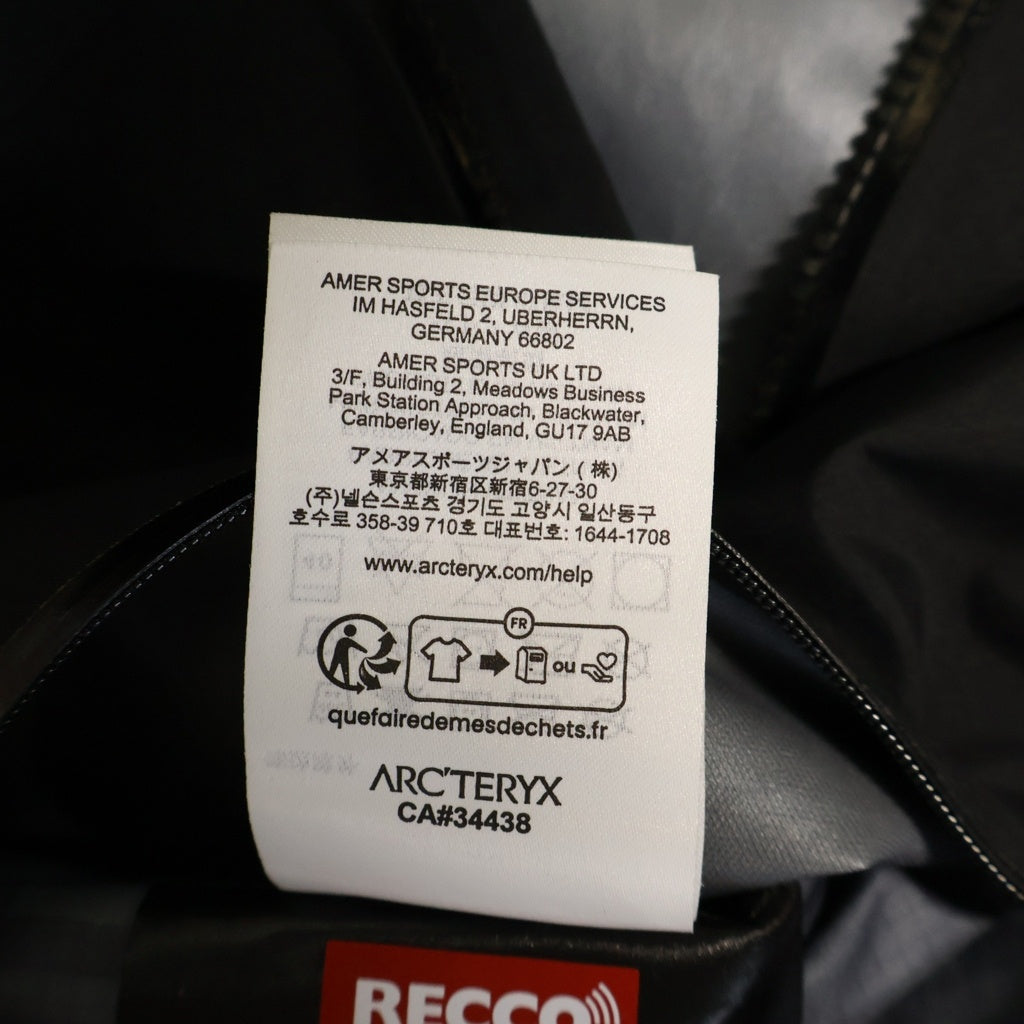 ARC'TERYX(アークテリクス) BETA JACKET ベータ ロゴ刺繍 ナイロンジャケット マウンテンパーカー フーディー ブラック X000010513