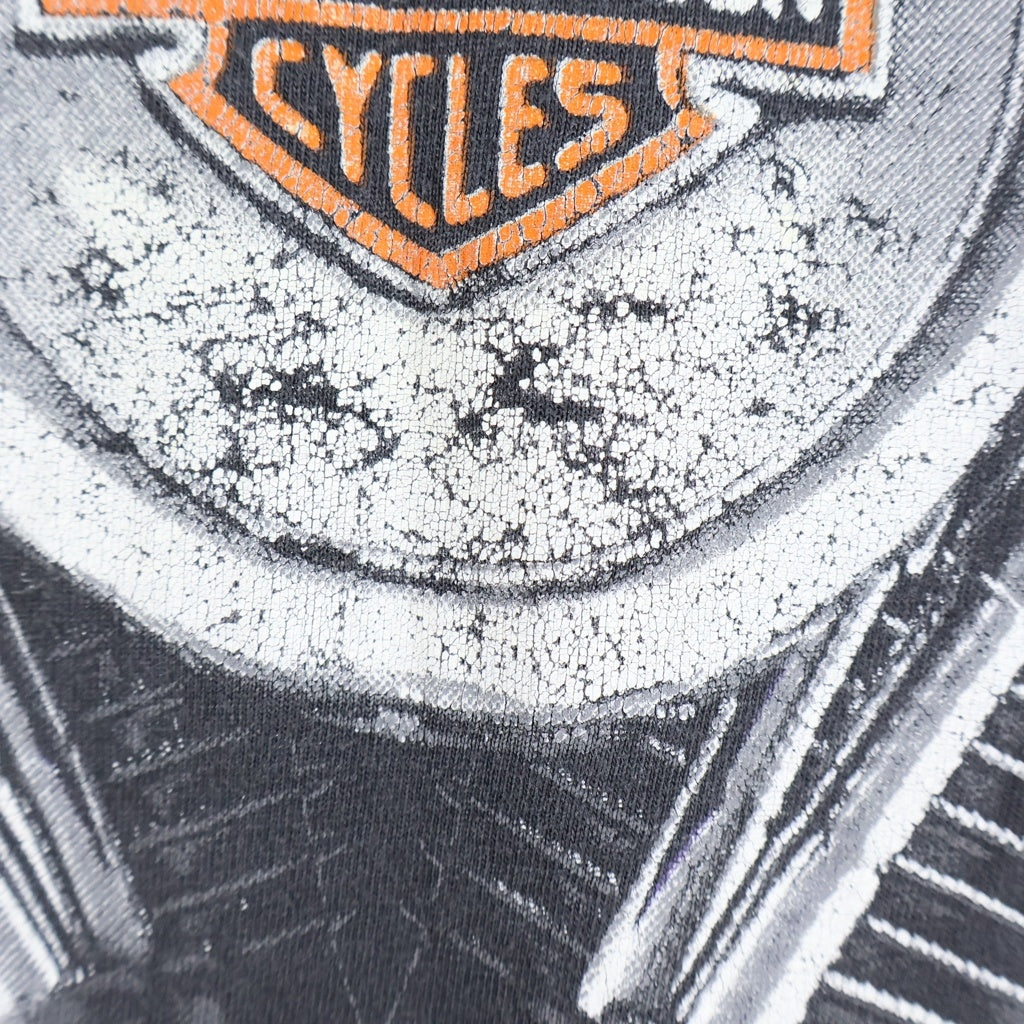HARLEY DAVIDSON(ハーレーダビッドソン) 90S サンダー ライトニング モーターサイクル 両面オーバープリントTシャツ 半袖クルーネック ブラック