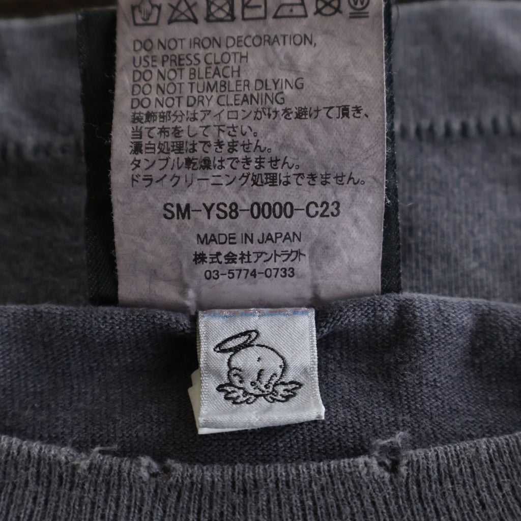 SAINT MICHAEL(セントマイケル) 24SS x Kosuke Kawamura Love Beyond S/S Tee コウスケカワムラ ラブビヨンド 両面プリント クルーネック 半袖Tシャツ グレー SM-YS8-0000-C23
