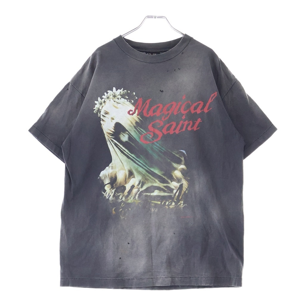 SAINT MICHAEL(セントマイケル) 24SS SS TEE MAGICAL SAINT マジカルセント ダメージ加工 半袖Tシャツ グレー SM-YS8-0000-006