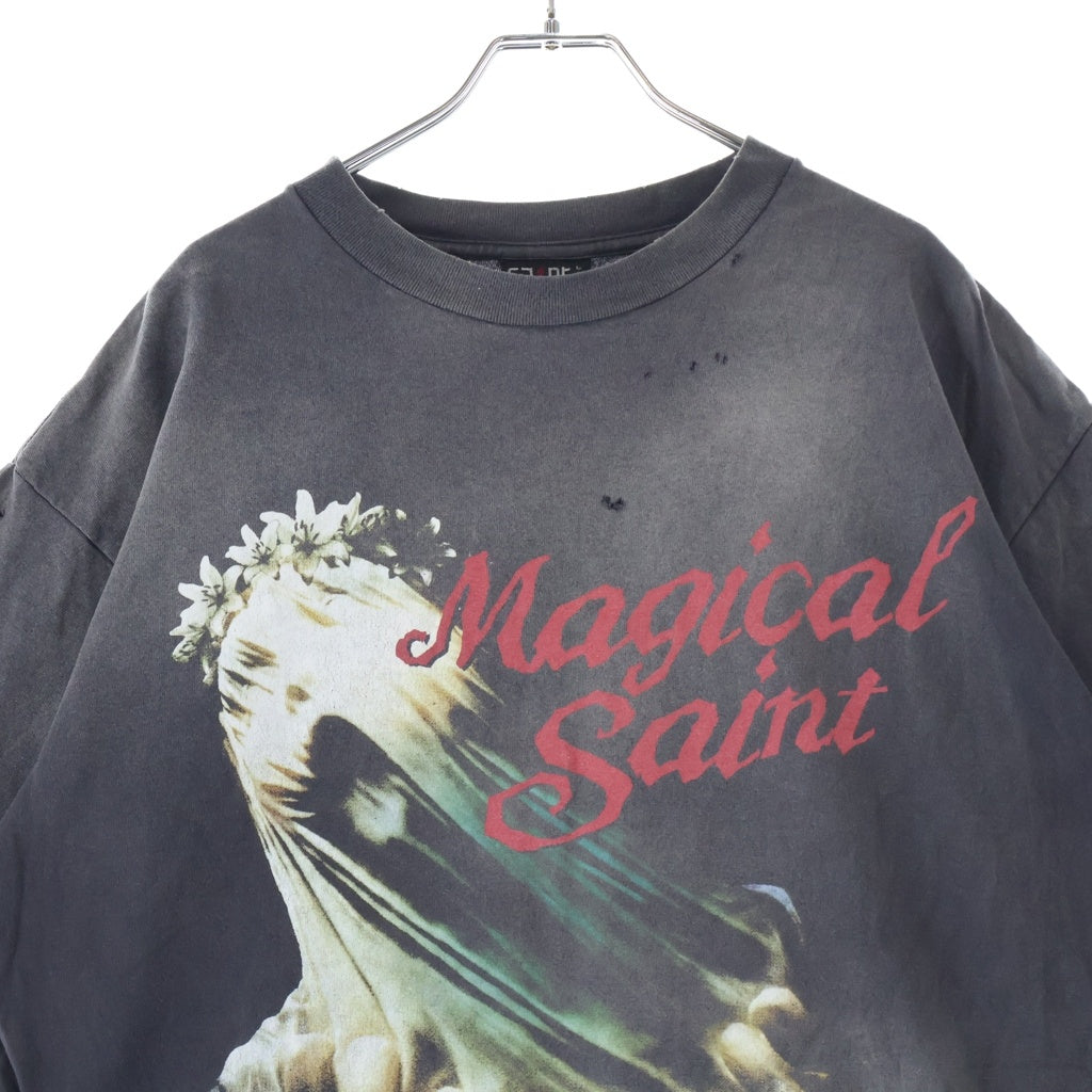 SAINT MICHAEL(セントマイケル) 24SS SS TEE MAGICAL SAINT マジカルセント ダメージ加工 半袖Tシャツ グレー SM-YS8-0000-006