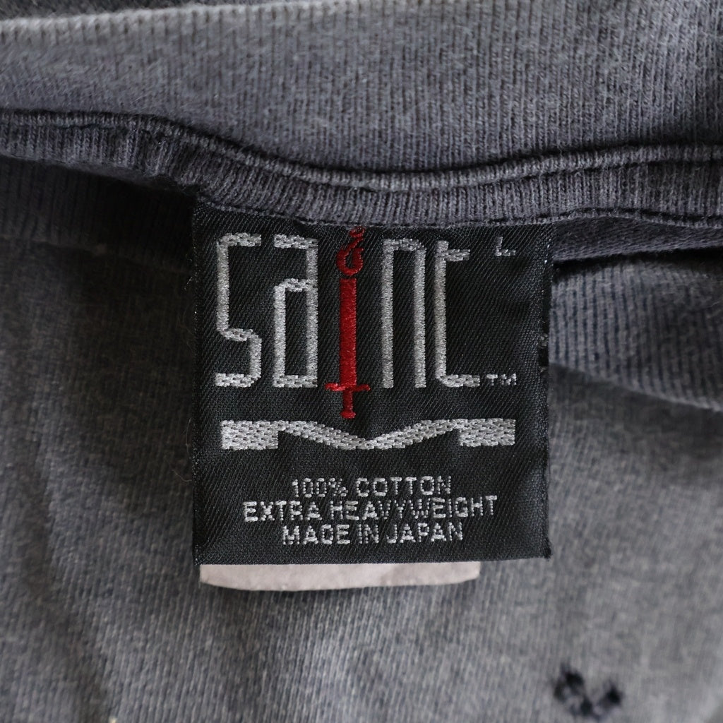 SAINT MICHAEL(セントマイケル) 24SS SS TEE MAGICAL SAINT マジカルセント ダメージ加工 半袖Tシャツ グレー SM-YS8-0000-006