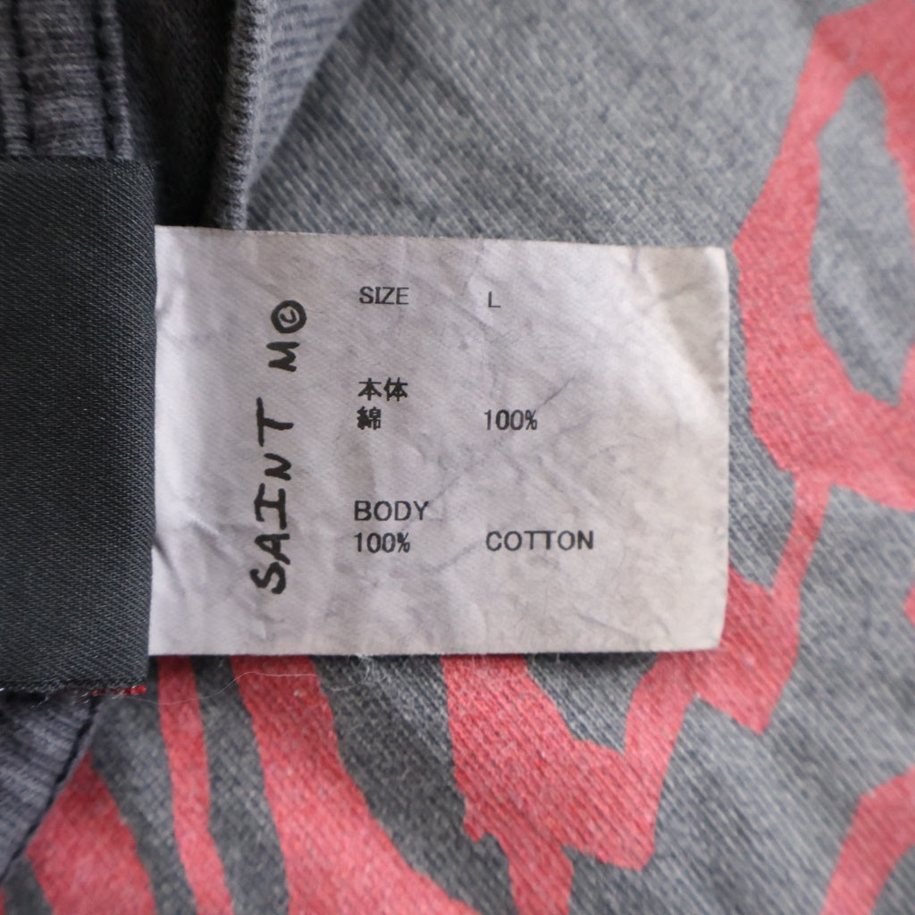 SAINT MICHAEL(セントマイケル) 24SS SS TEE MAGICAL SAINT マジカルセント ダメージ加工 半袖Tシャツ グレー SM-YS8-0000-006