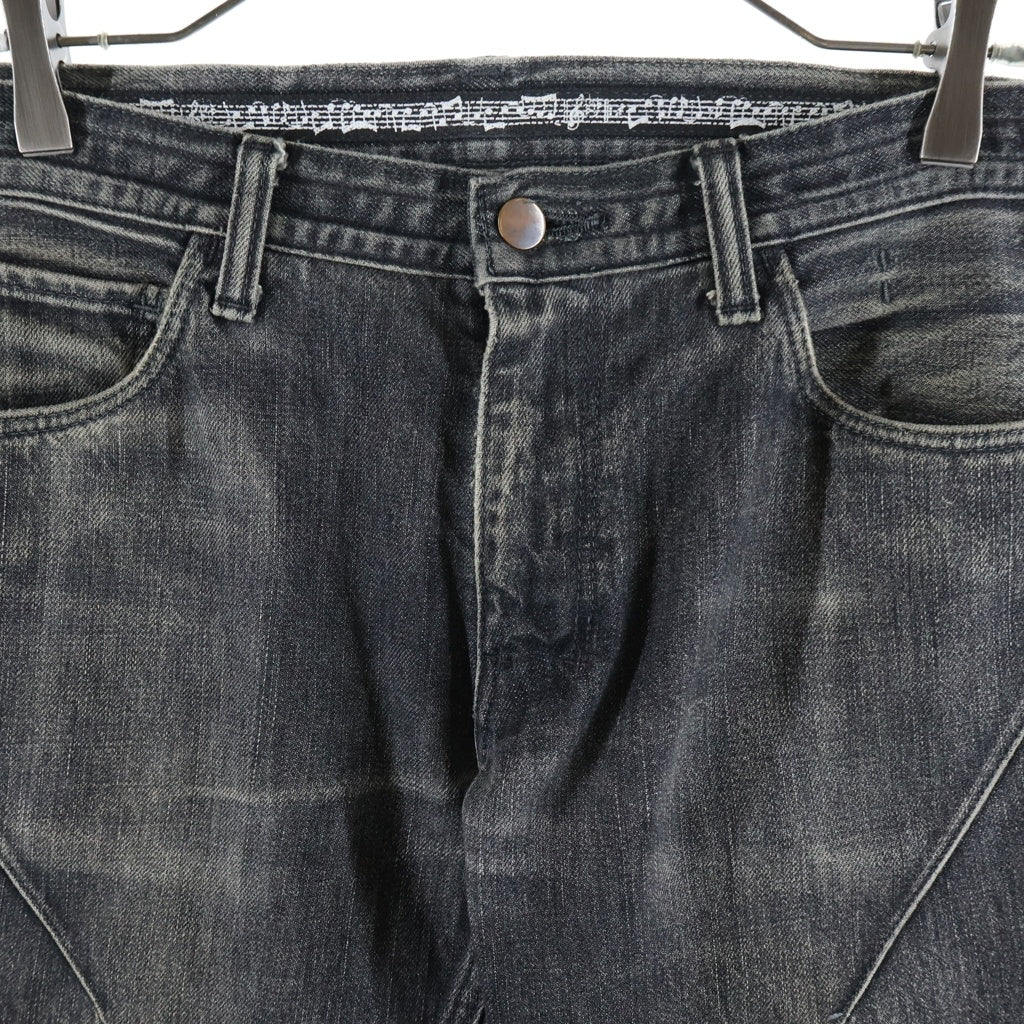 NUMBER (N)INE(ナンバーナイン) 07AW ARCHIVE ABOUT A BOY DENIM PANTS アーカイブ ハート涙パッチ音符デニム ジーンズ ブラック F07-NNP001A