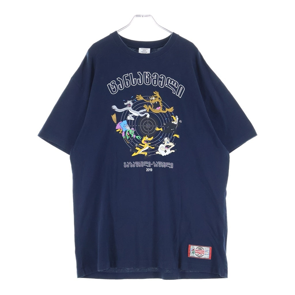VETEMENTS(ヴェトモン) 19SS Cartoon Print Tee カートゥーン 半袖Tシャツ カットソー ネイビー USS197070