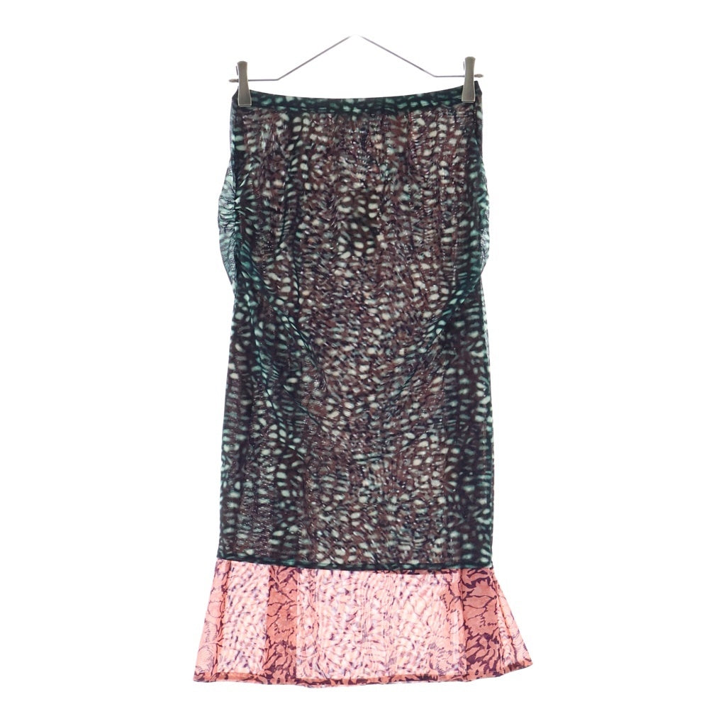 DRIES VAN NOTEN(ドリスヴァンノッテン) HOMOA SHORT PR 1619WK.SKIRT レイヤードメッシュ スカート 総柄 グリーン/ピンク レディース