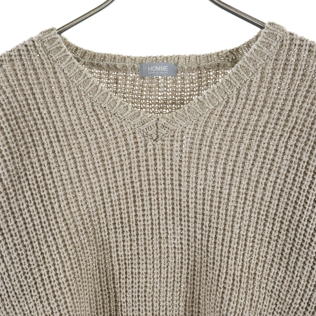 COMME des GARCONS HOMME(コムデギャルソンオム) 80s Archive デカオム Vネック ローゲージニット セーター ベージュ
