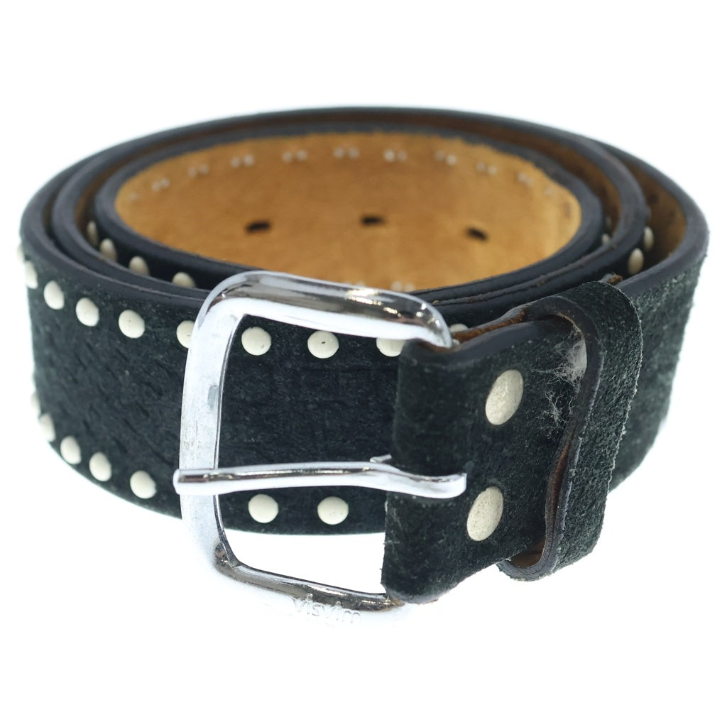 VISVIM(ヴィスヴィム) STUDS SUEDO LEATHER BELT スタッズ スエードレザー ベルト ブラック VA0000087-01
