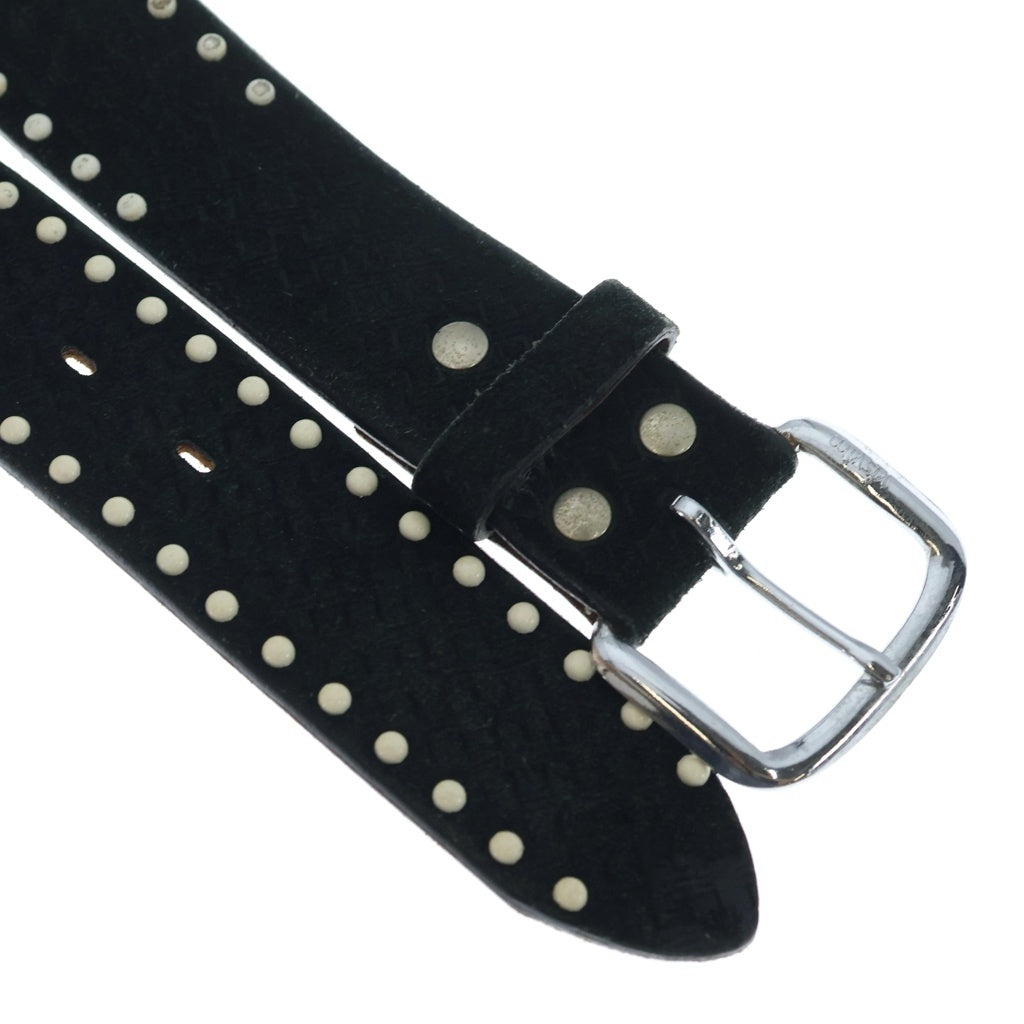 VISVIM(ヴィスヴィム) STUDS SUEDO LEATHER BELT スタッズ スエードレザー ベルト ブラック VA0000087-01