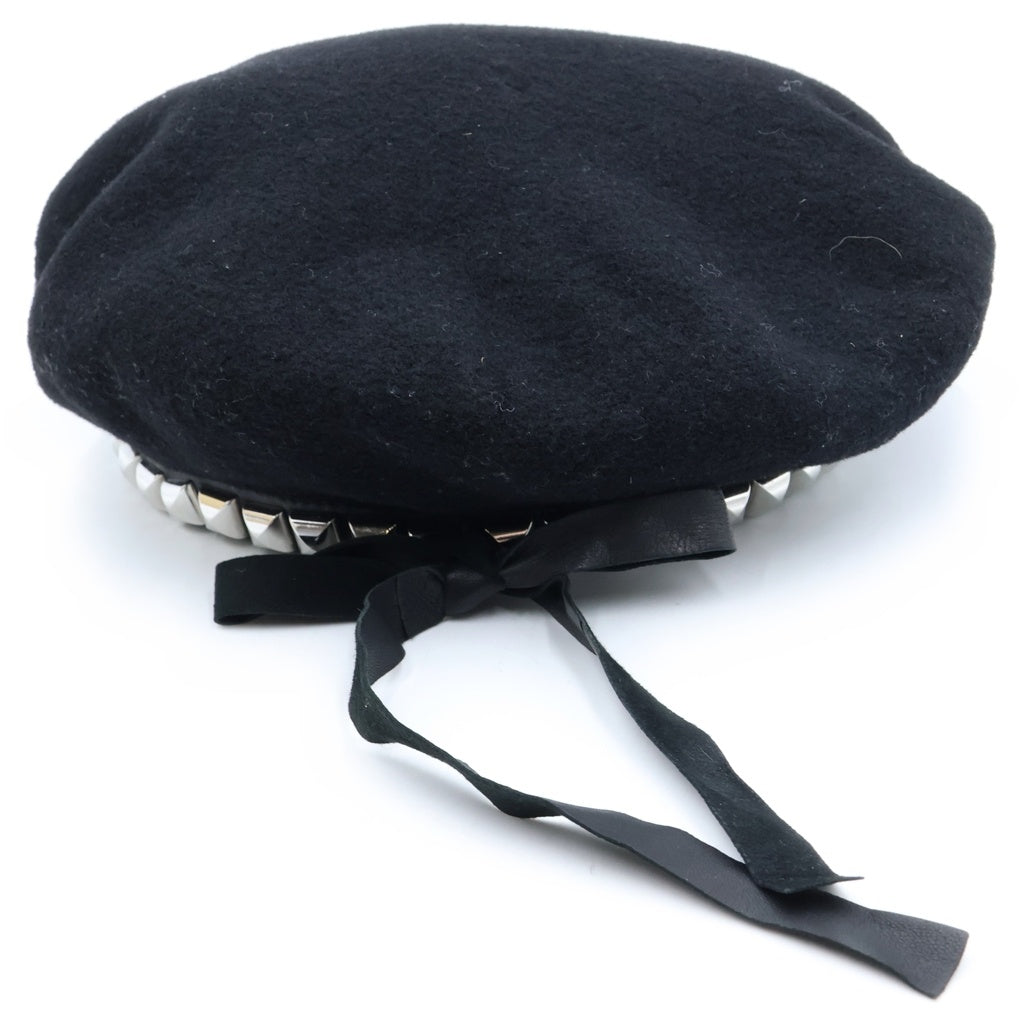 VAQUERA(ヴァケラ) Studded Leather Beret スタッズ レザー ベレー帽 帽子 ブラック レディース