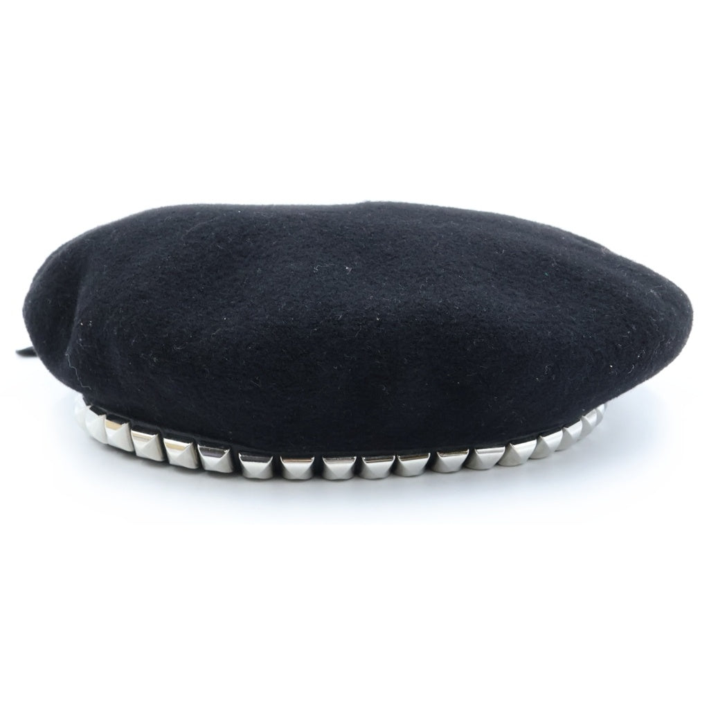 VAQUERA(ヴァケラ) Studded Leather Beret スタッズ レザー ベレー帽 帽子 ブラック レディース