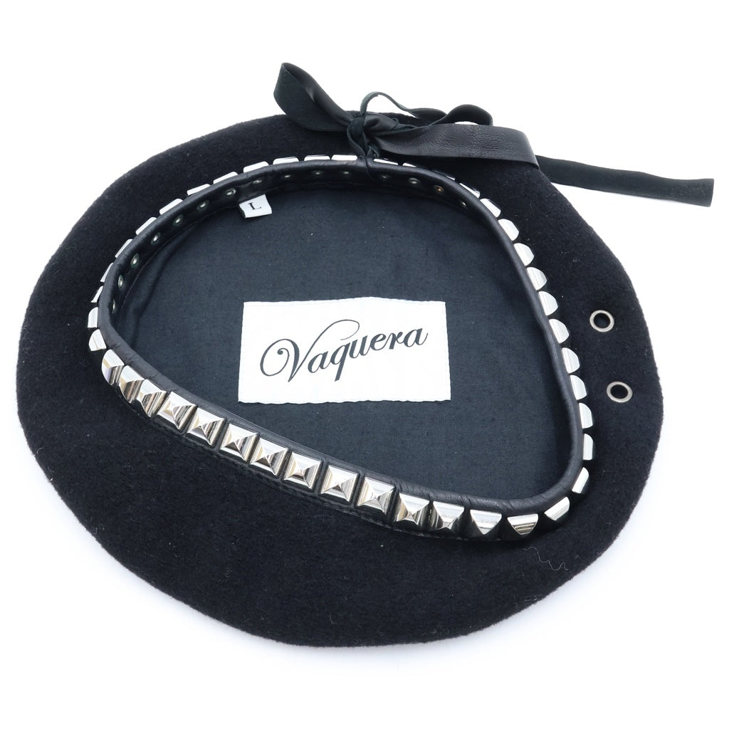 VAQUERA(ヴァケラ) Studded Leather Beret スタッズ レザー ベレー帽 帽子 ブラック レディース