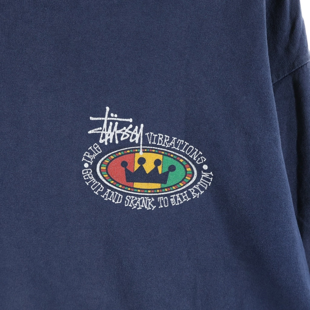 STUSSY(ステューシー) 80-90s OLD ラスタ クラウン サークルロゴ L/S Tee 長袖Tシャツ カットソー ネイビー