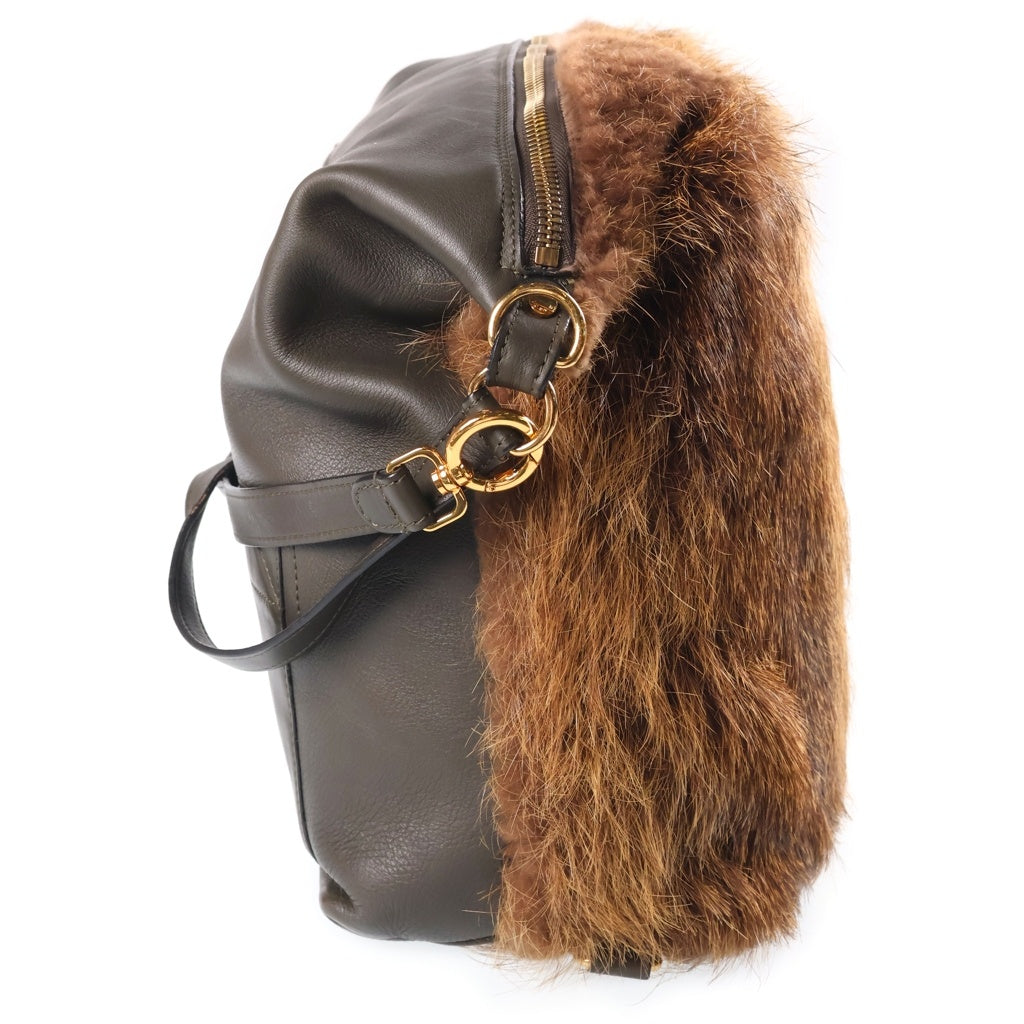 MARNI(マルニ) Convertible Fur Backpack 2WAY ファー ショルダーバッグ バッグパック ブラウン レディース
