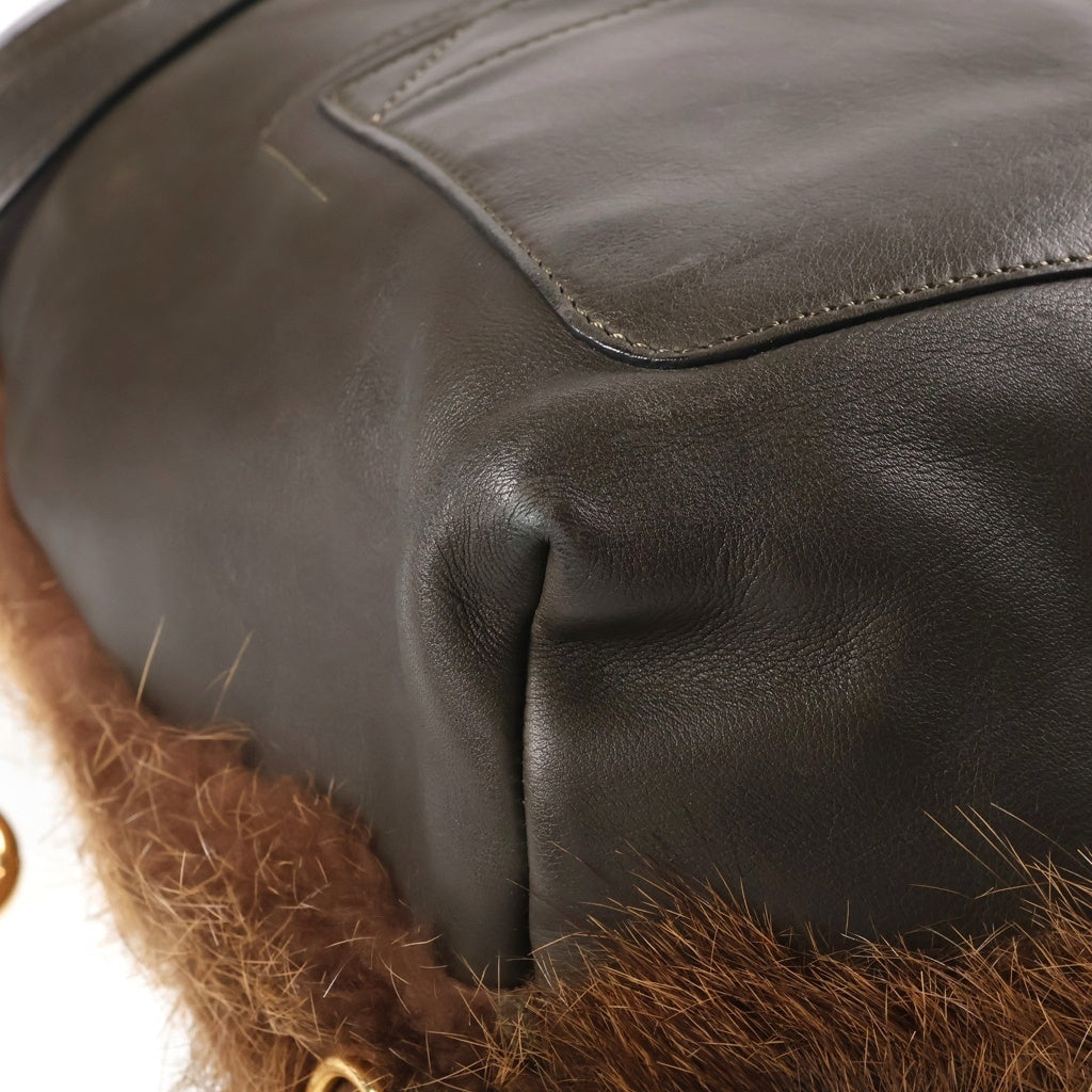 MARNI(マルニ) Convertible Fur Backpack 2WAY ファー ショルダーバッグ バッグパック ブラウン レディース