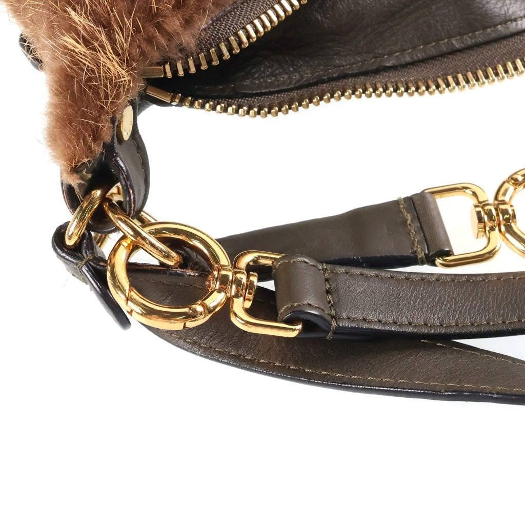 MARNI(マルニ) Convertible Fur Backpack 2WAY ファー ショルダーバッグ バッグパック ブラウン レディース