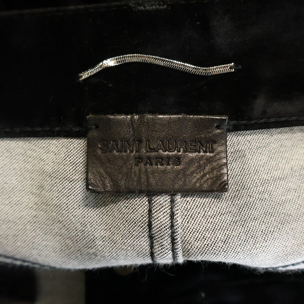 SAINT LAURENT PARIS(サンローランパリ) ボタンフライ ベロアストレートパンツ 530365 Y890R ブラック