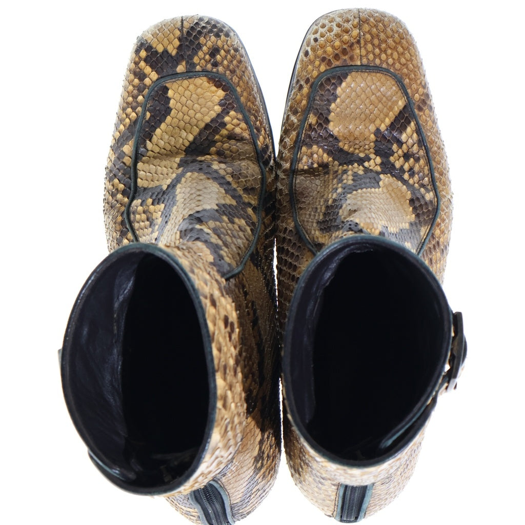 SAINT LAURENT PARIS(サンローランパリ) MILES BOOTS パイソンレザー ベルテッドブーツ ベージュ 552702