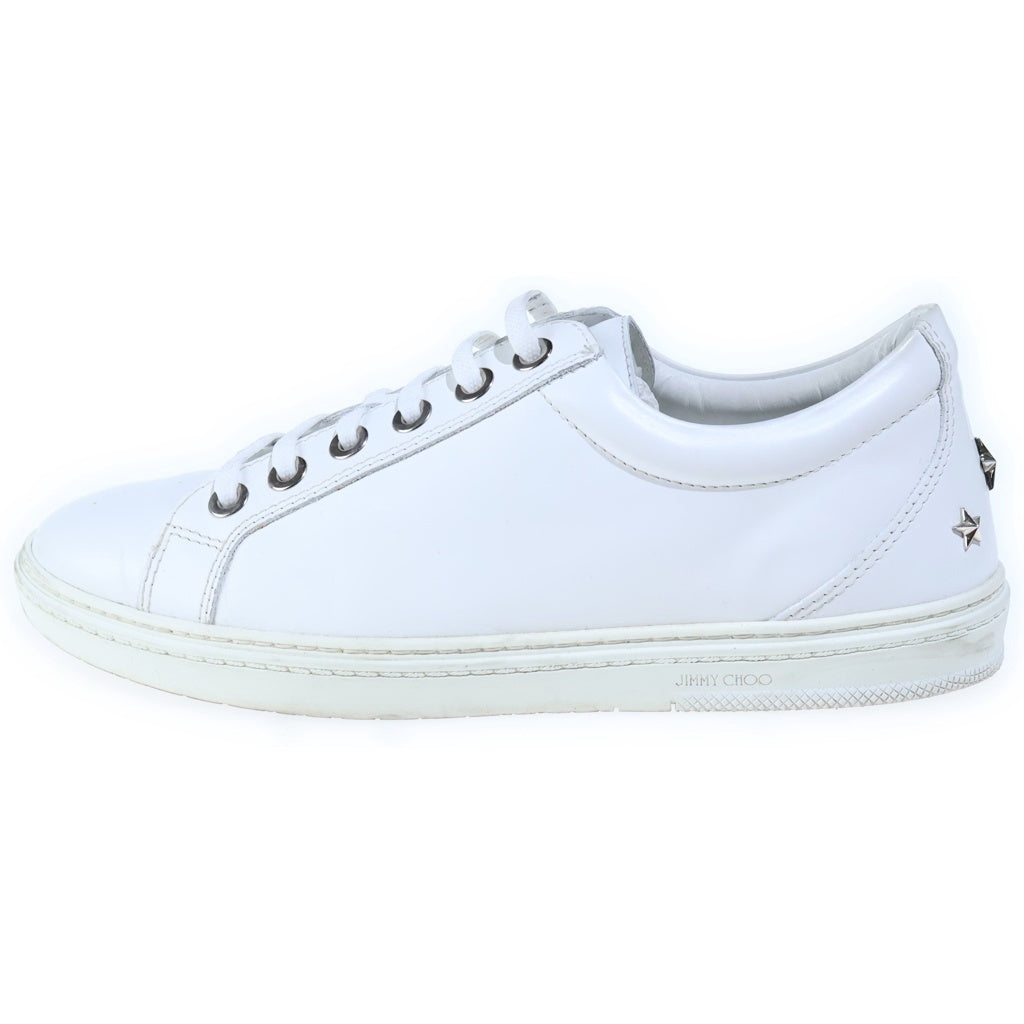 JIMMY CHOO(ジミーチュウ) CASH STAR STUDS SOFT LEATHER LOW CUT SNEAKER キャッシュ 星型スタッズ ソフトレザースニーカー ホワイト