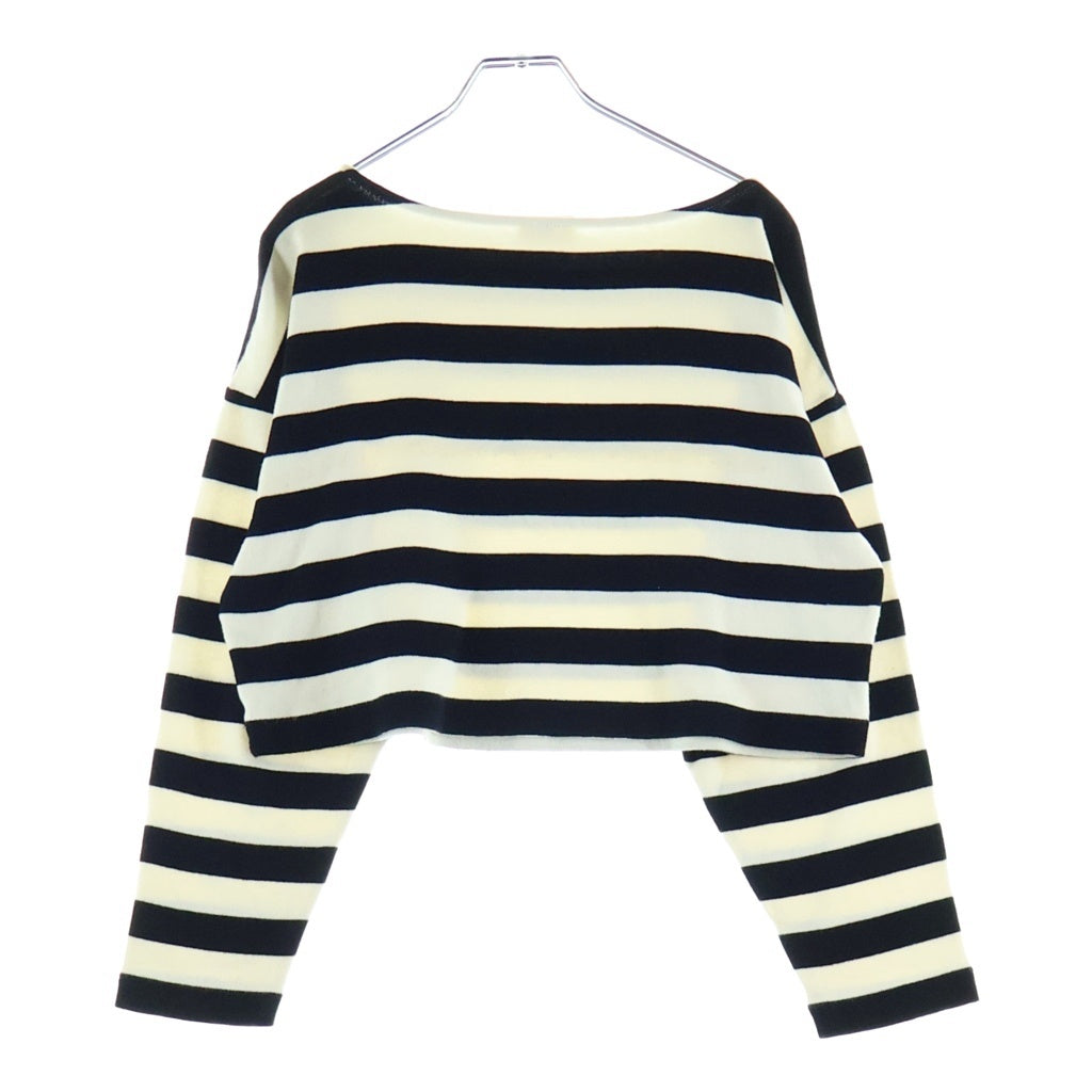 CELINE(セリーヌ) CROPPED BORDER SWEAT クロップド トリオンフ ボーダー ボートネックニット セーター レディース ホワイト/ブラック 2X877540I