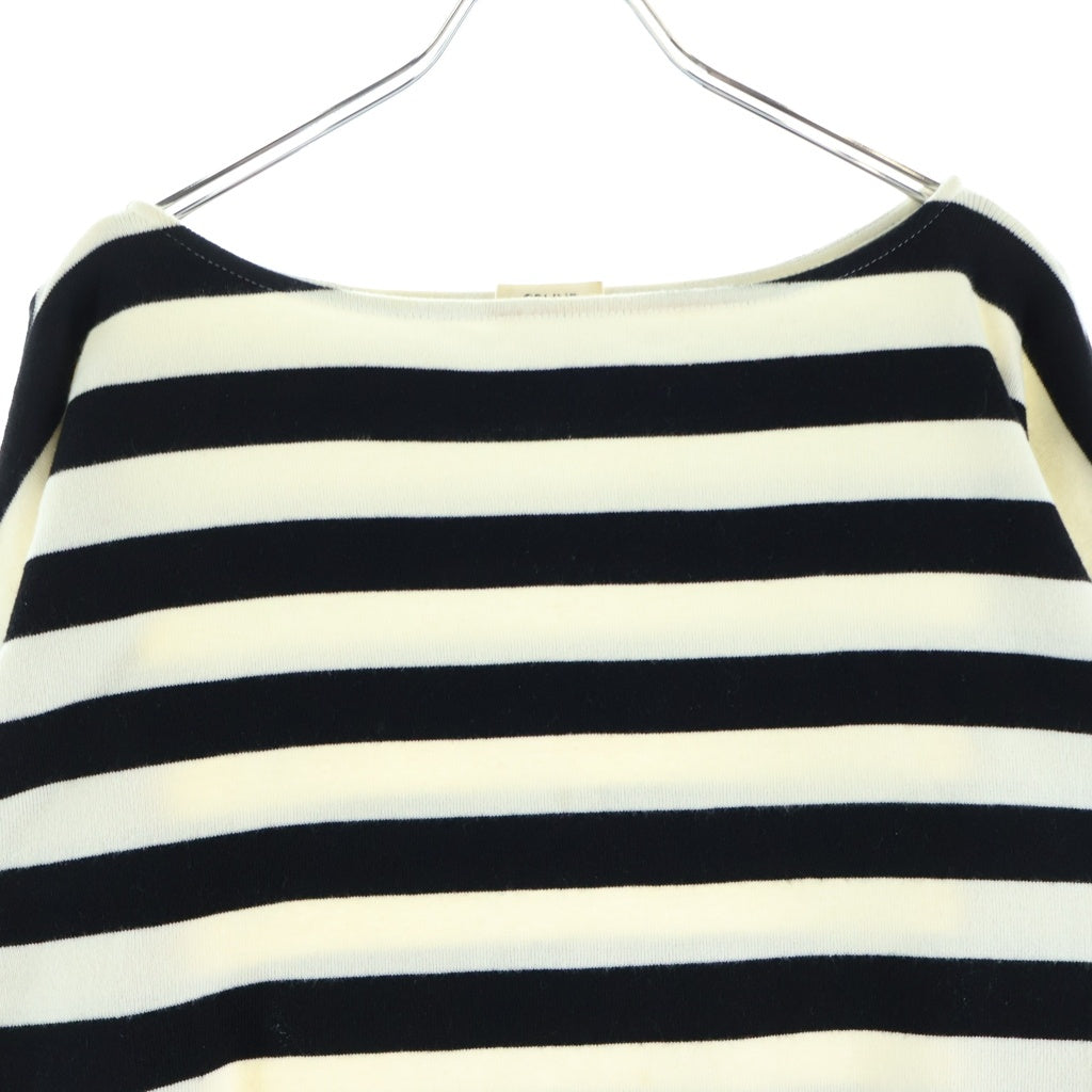 CELINE(セリーヌ) CROPPED BORDER SWEAT クロップド トリオンフ ボーダー ボートネックニット セーター レディース ホワイト/ブラック 2X877540I